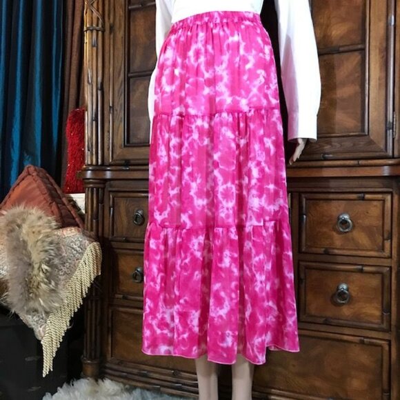 NWOT Linea Louis Dell'Olio Fuchsia Cloud Tiered Skirt - Picture 2 of 10